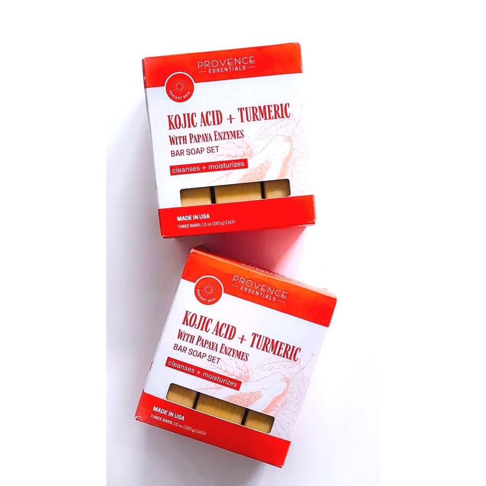 Provence Essentials Kojic Acid Turmeric Soap Set Papaya Enzymes 6 Bars